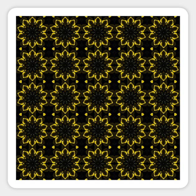 Yellow Chrysanthemum Light and Shadow Kaleidoscope pattern (Seamless) 4 Sticker by Swabcraft